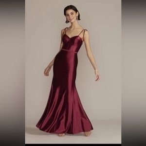 Satin burgundy corset dress